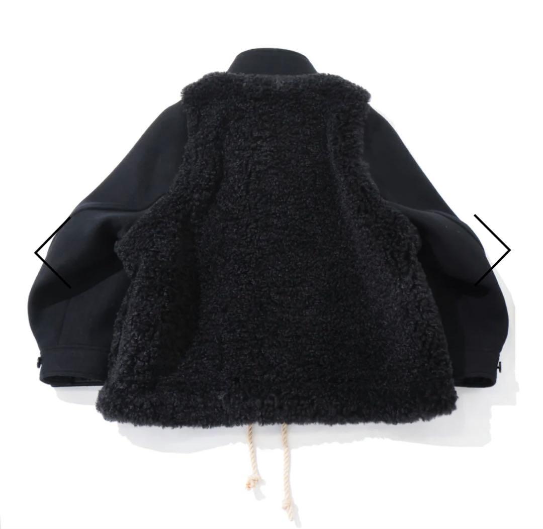 HYKE ハイク25AW ダブルフェイスボアダッフルジャケット黒