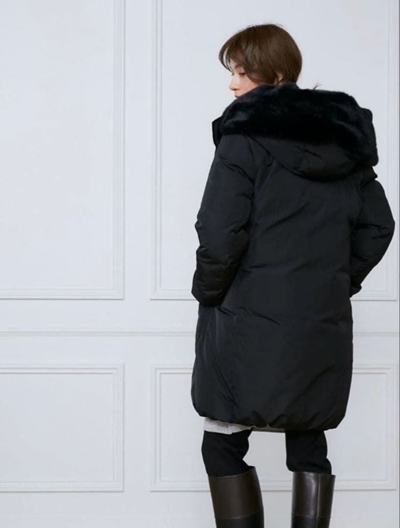 【美品】2024 イネド INED フェイクファーフードロングダウンコート