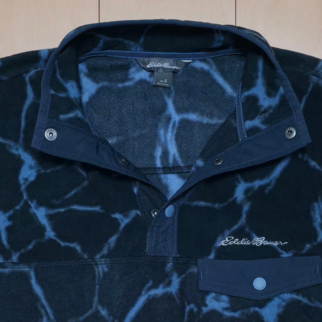 海外限定レア Eddie Bauer サンダー柄 スナップT フリース