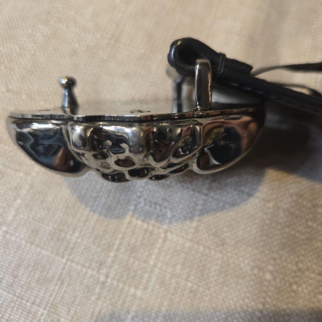 ヴェルサーチ　VERSACE ベルト　シルバー×ブラック　90サイズ　メンズ