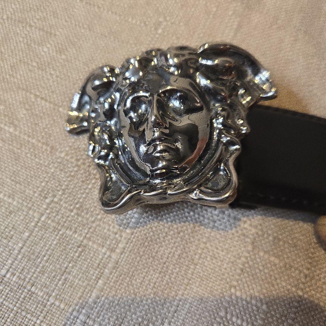 ヴェルサーチ　VERSACE ベルト　シルバー×ブラック　90サイズ　メンズ