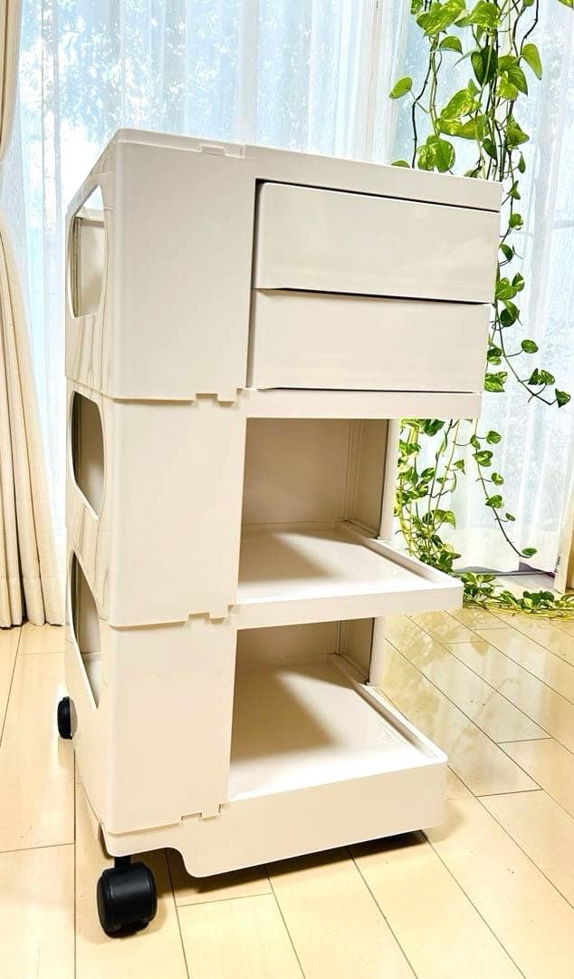 GWセール!!極美品 ビーライン ボビーワゴン3段2トレイ ホワイト収納ワゴン