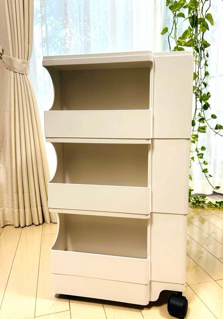 GWセール!!極美品 ビーライン ボビーワゴン3段2トレイ ホワイト収納ワゴン