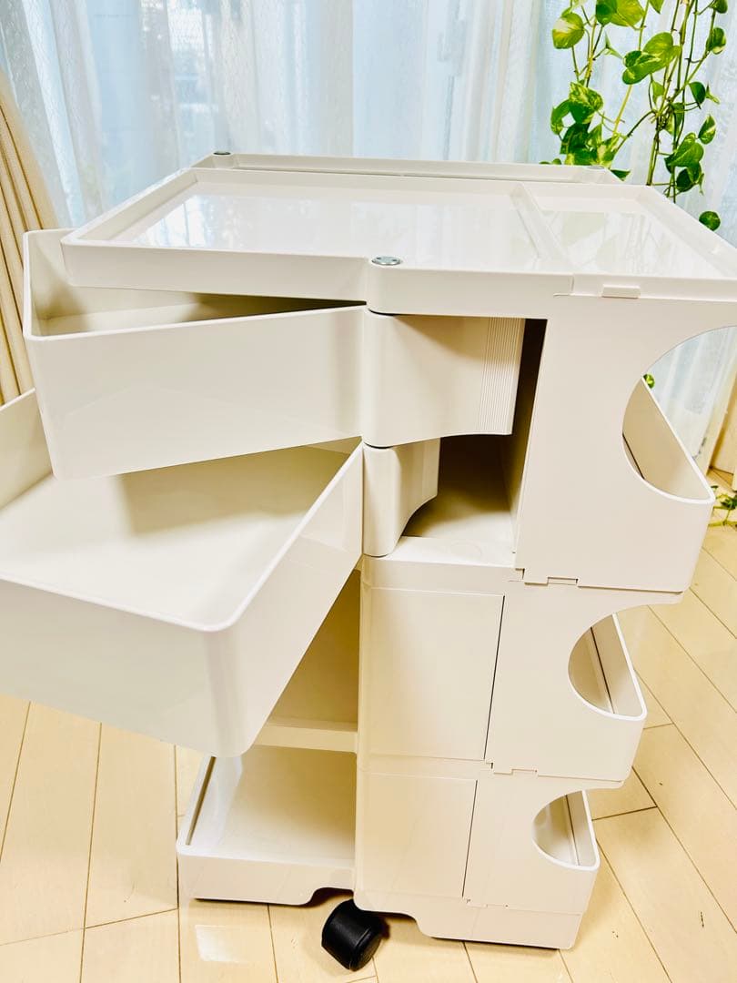 GWセール!!極美品 ビーライン ボビーワゴン3段2トレイ ホワイト収納ワゴン