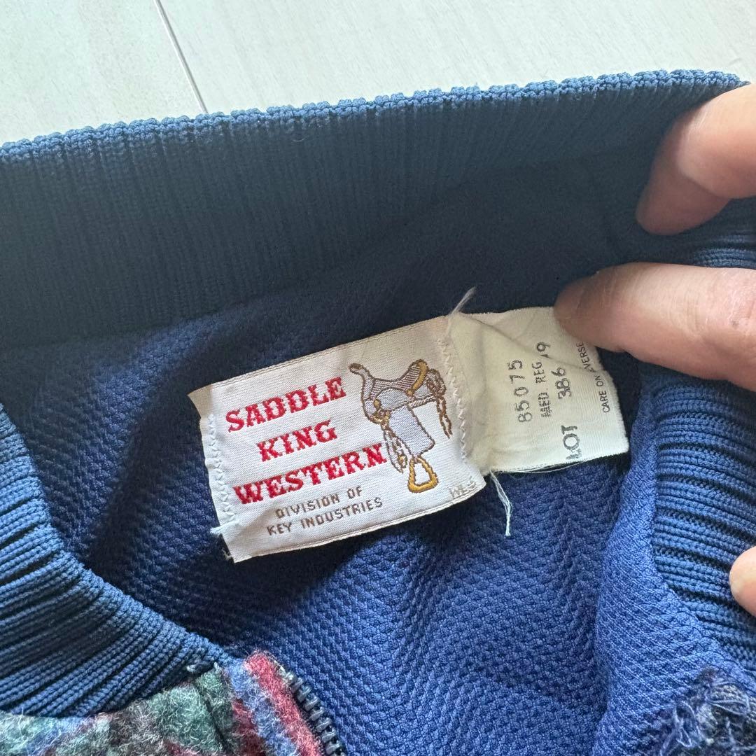 -80s サドルキングウエスタン ネイティブブルゾン USA製 M タロンジップ