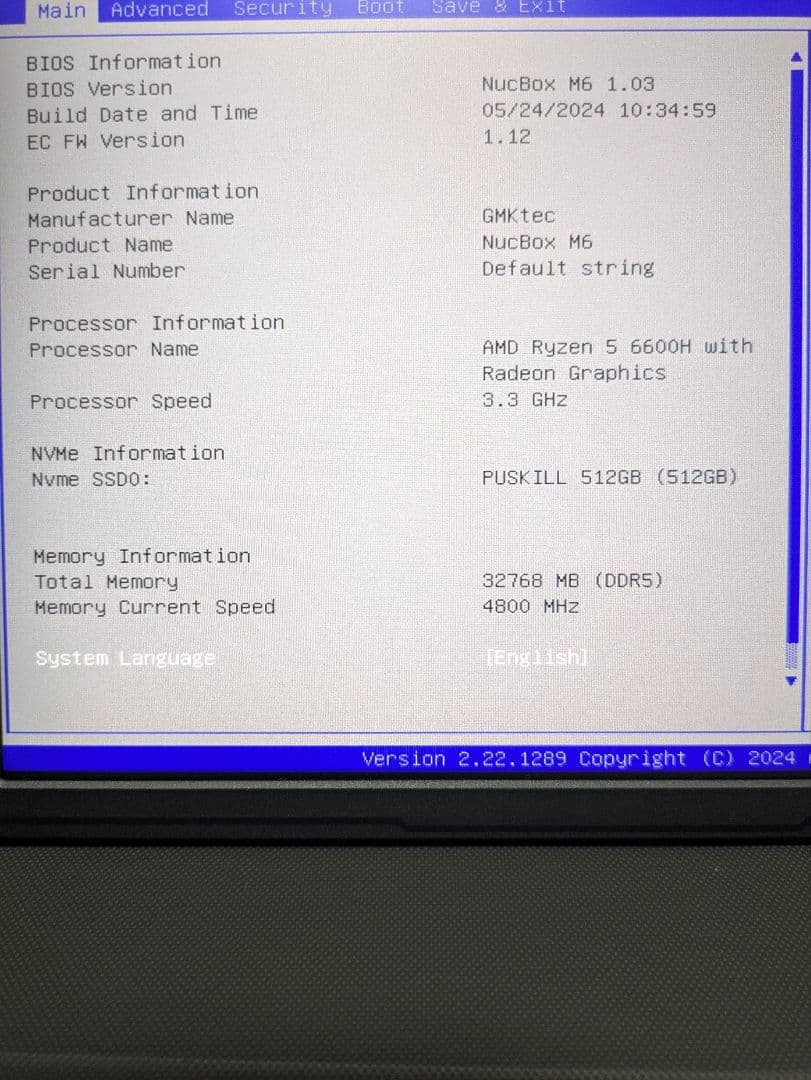 ミニPC GMKtec Nucbox M6 Ryzen 5 6600H OSなし