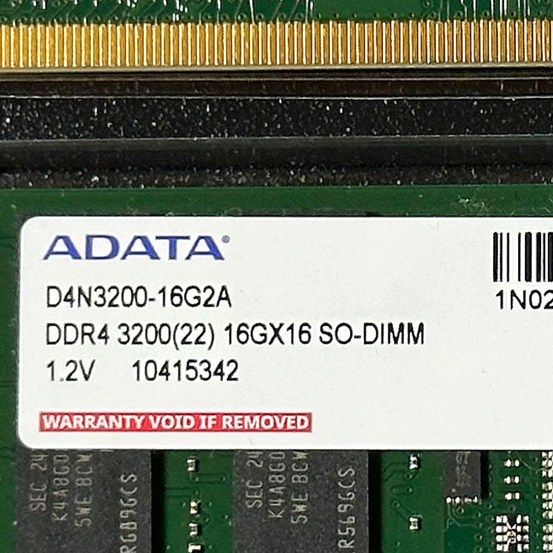 【動作保証】DDR4-3200 32GB(16GB×2枚) ADATA 139