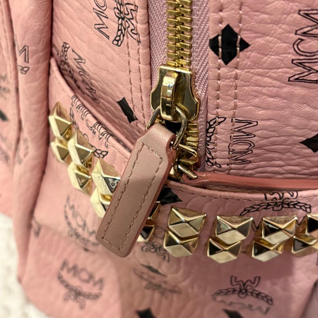 MCM ピンク リュック バッグ スタッズ付き 正規品