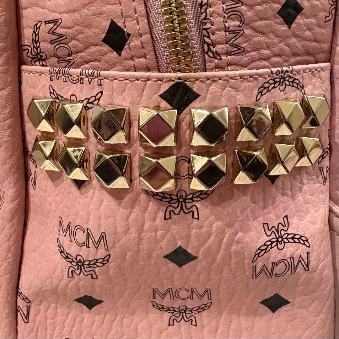MCM ピンク リュック バッグ スタッズ付き 正規品