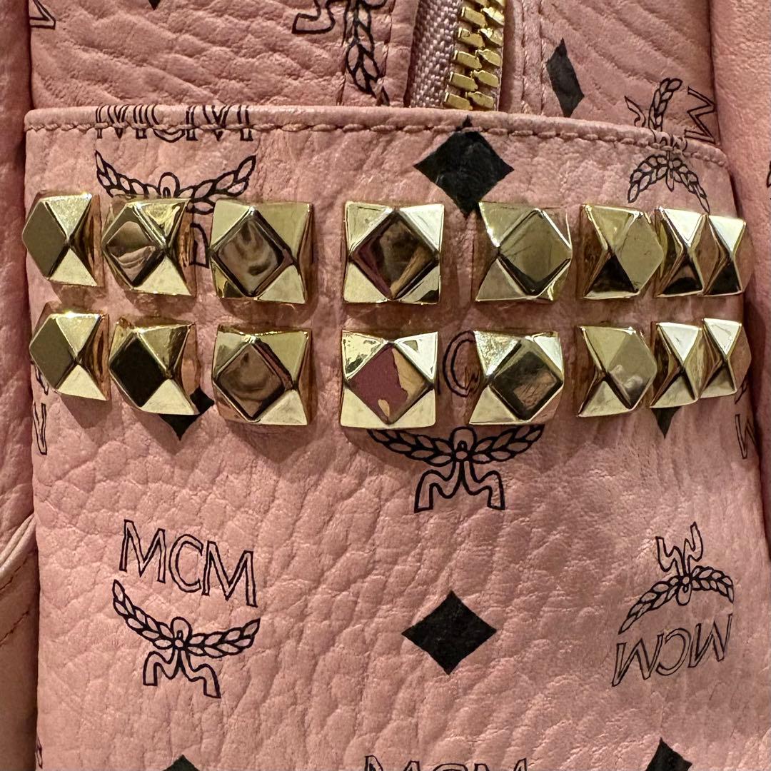 MCM ピンク リュック バッグ スタッズ付き 正規品