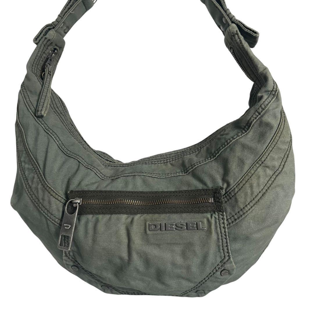 美品　ディーゼル　00s Archive ショルダーバッグ Y2K 三日月 緑
