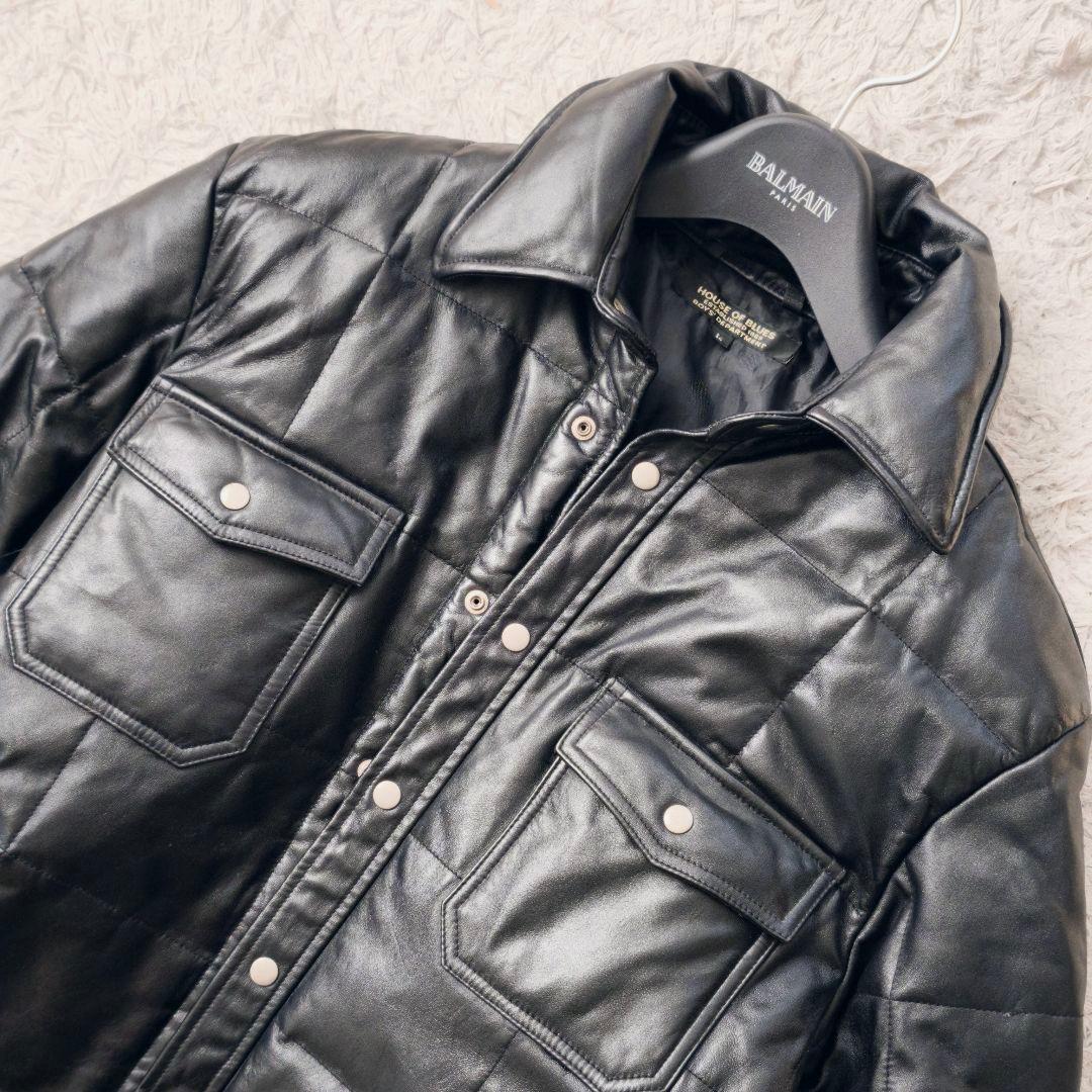 【美品 高級◎】ダウンジャケット レザー 馬革 House of Blues L