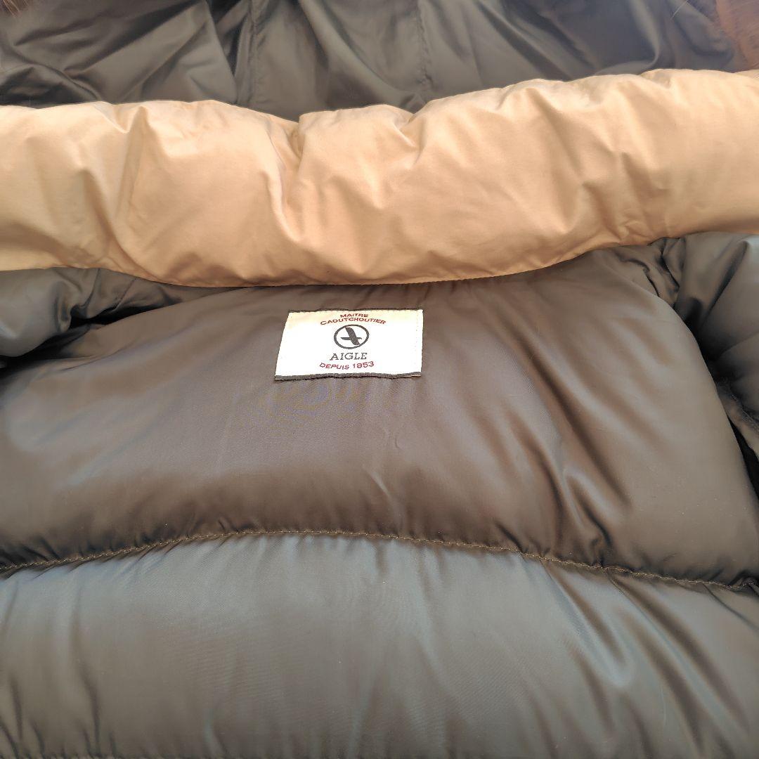AIGLE フード付きベージュダウンジャケット