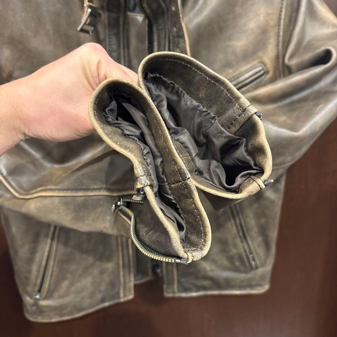 レザーライダースジャケット Lサイズ ブラウン