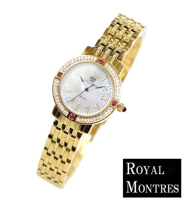 新品 ロイヤルモントレス ソーラー　ルビー4石　レディース 腕時計 ゴールド