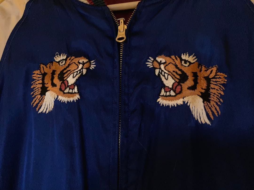 HOUSTON スカジャン 刺繍 日本地図 JAPAN 虎 竜 リバーシブル