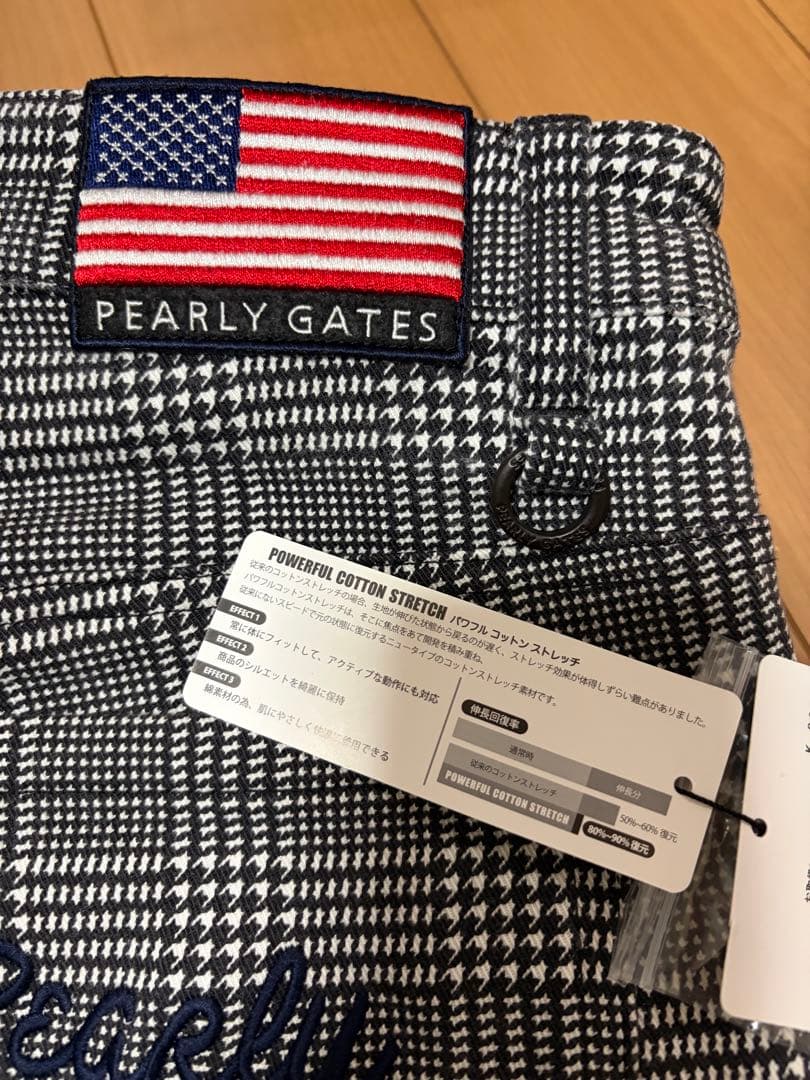 パーリーゲイツ 裏起毛 千鳥 チェック パンツ サイズ4 M相当 星条旗