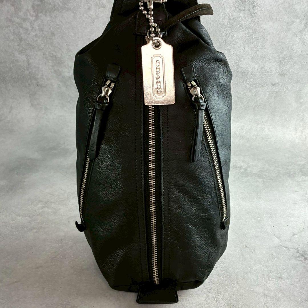 美品 コーチ トンプソン ボディバッグ クロスボディ レザー ビジネス 黒 通勤