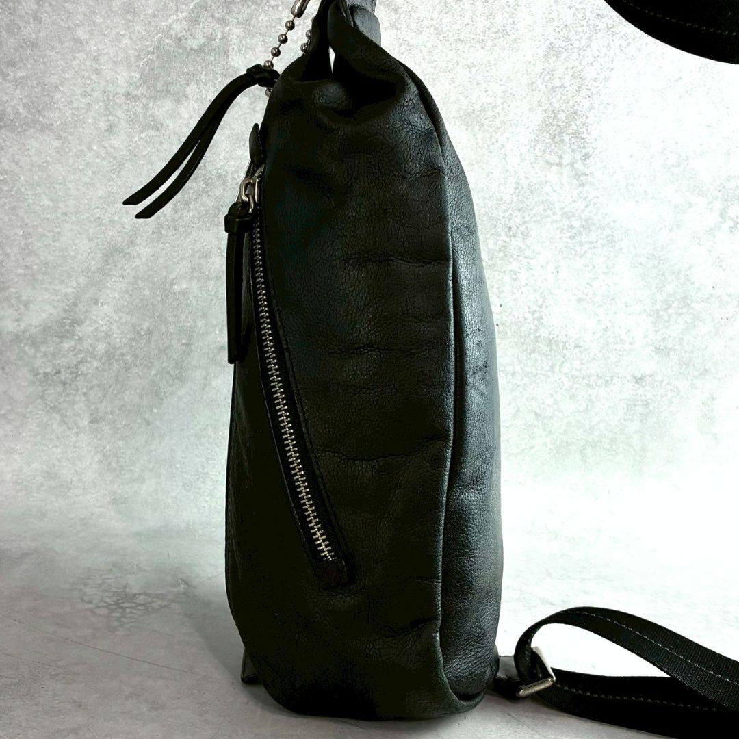 美品 コーチ トンプソン ボディバッグ クロスボディ レザー ビジネス 黒 通勤