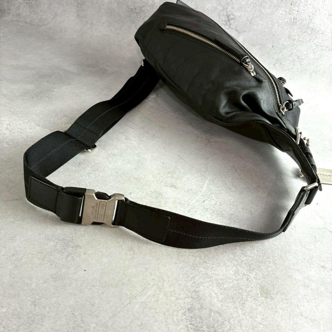 美品 コーチ トンプソン ボディバッグ クロスボディ レザー ビジネス 黒 通勤