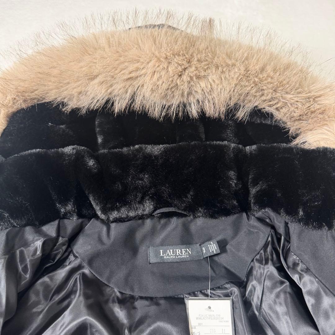 新品 ローレンラルフローレン フェイクファー ダウンコート ブラック S