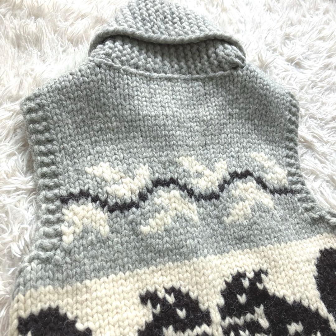 Kanata カナタ ニット ベスト カウチン ジップ リス 希少 カナダ製 S