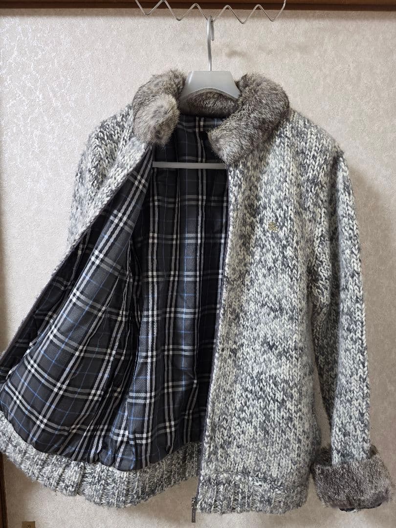 BURBERRY BLACK　LABEL　ラビットファー　ニット　ブルゾン