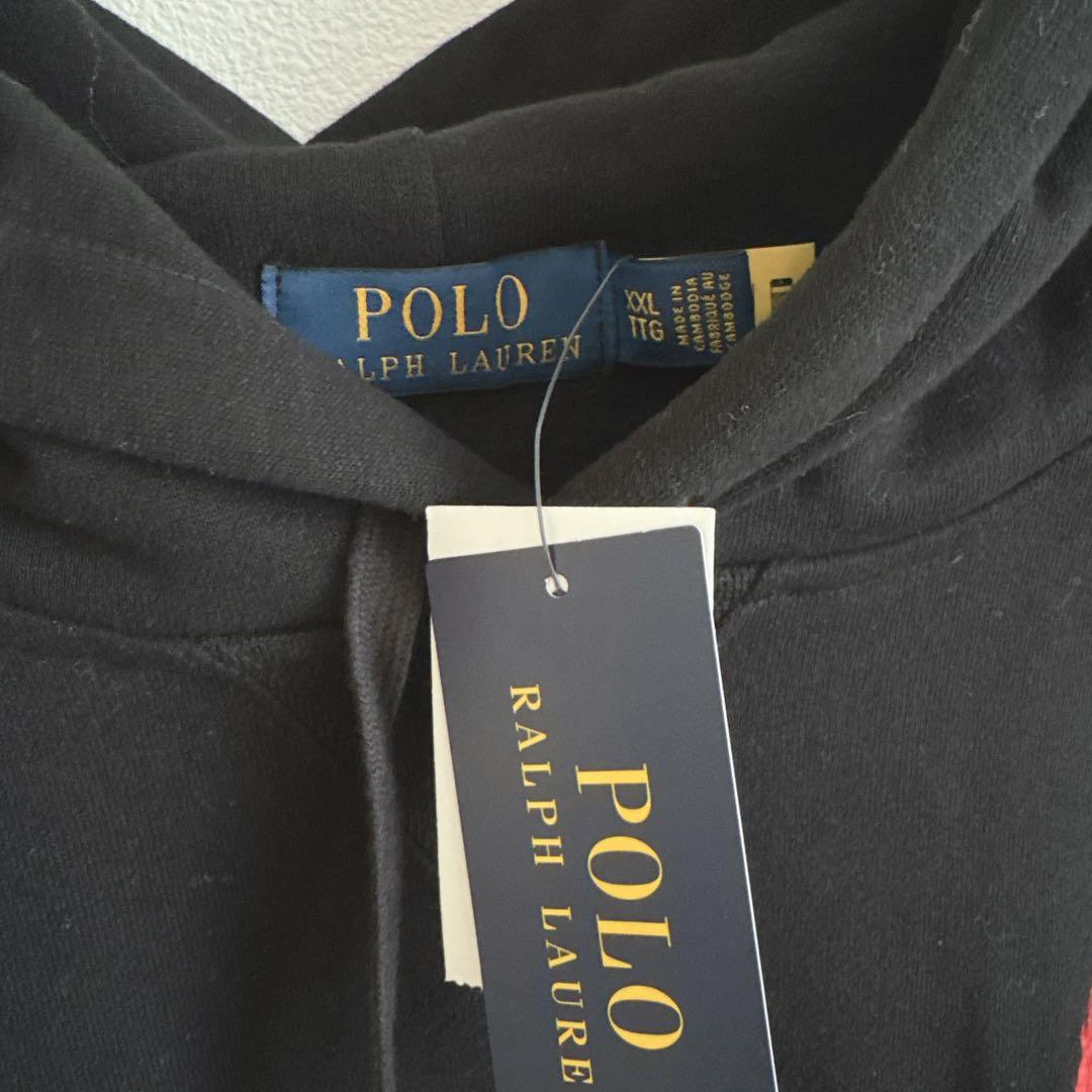 現行QRタグ 新品 POLOラルフローレン ビッグポニー パーカー 黒 XXL