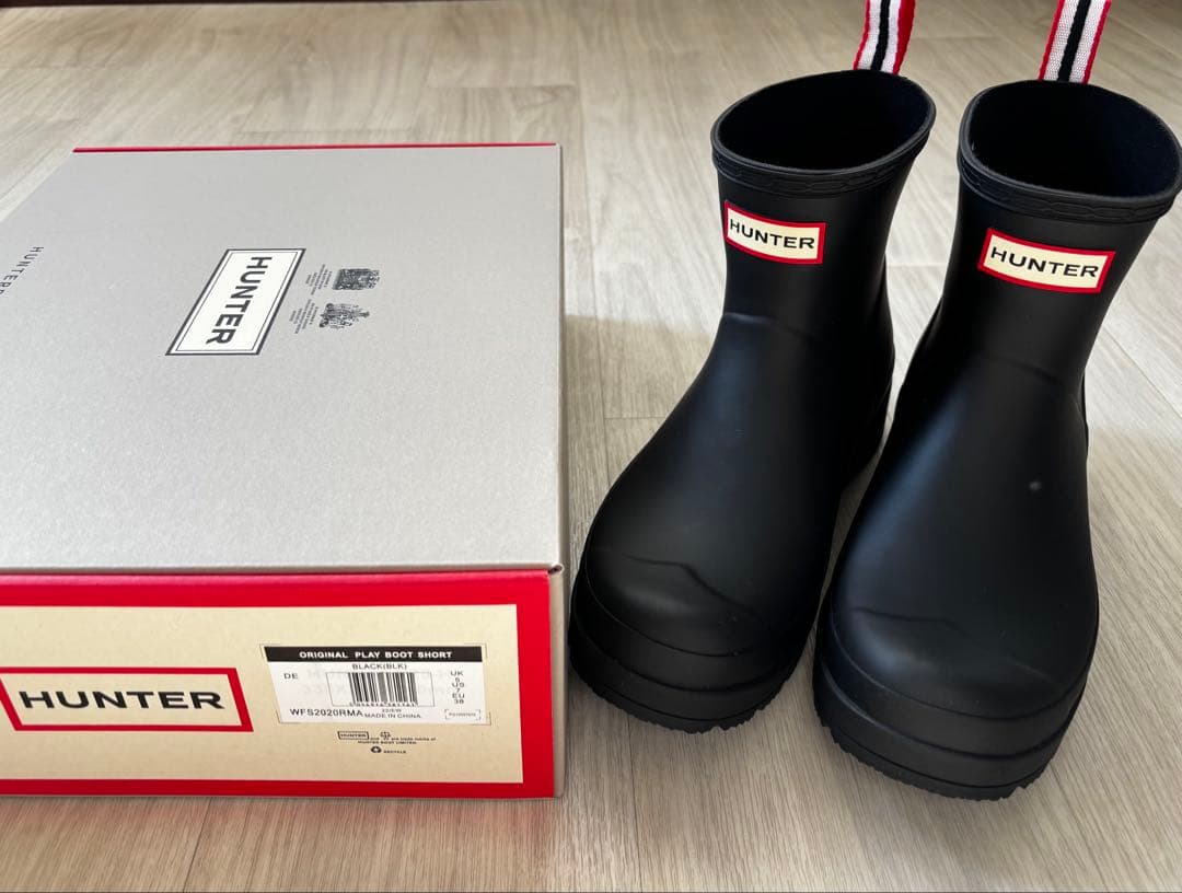 本日限定SALE‼️HUNTER ハンター ブラック ショートレインシューズ箱入り