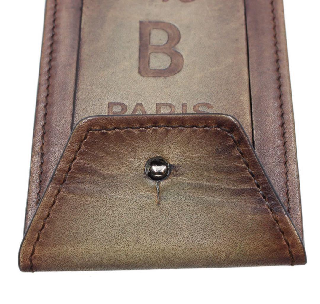 N2833 美品 ベルルッティ Bロゴ レザー ネームタグ