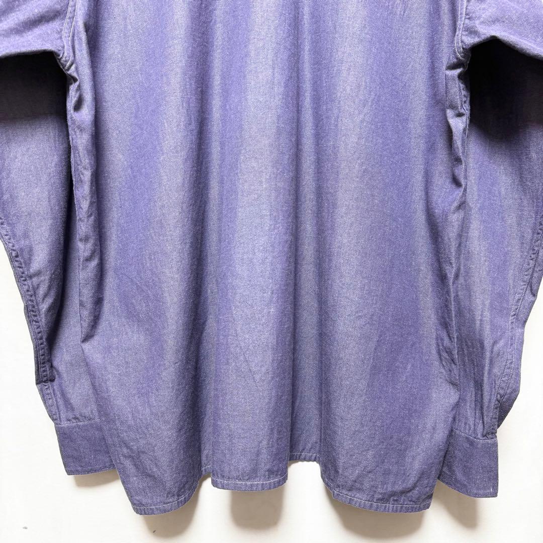 サイズ4！comoli パープルダンガリーシャツ　オープンカラーシャツ