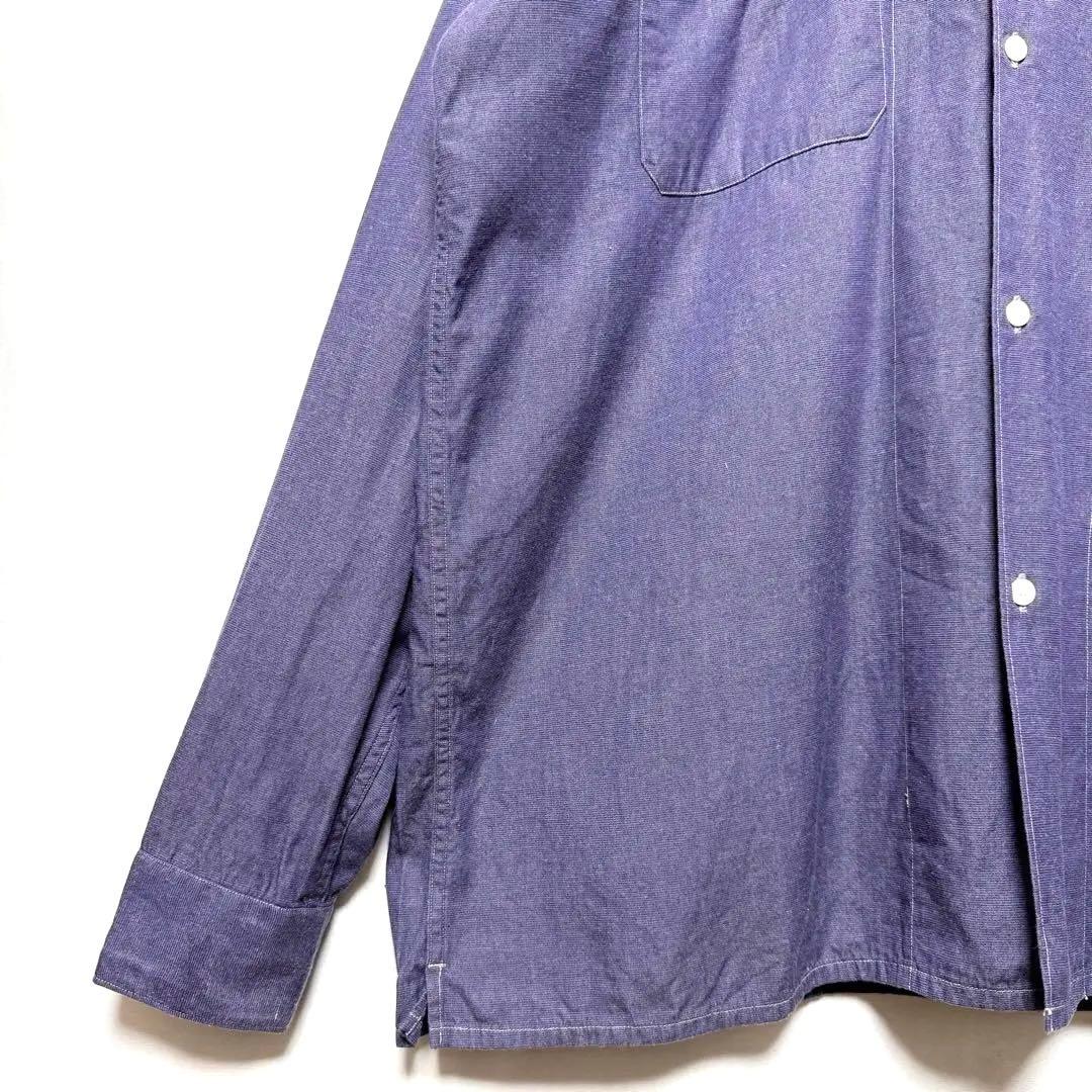 サイズ4！comoli パープルダンガリーシャツ　オープンカラーシャツ