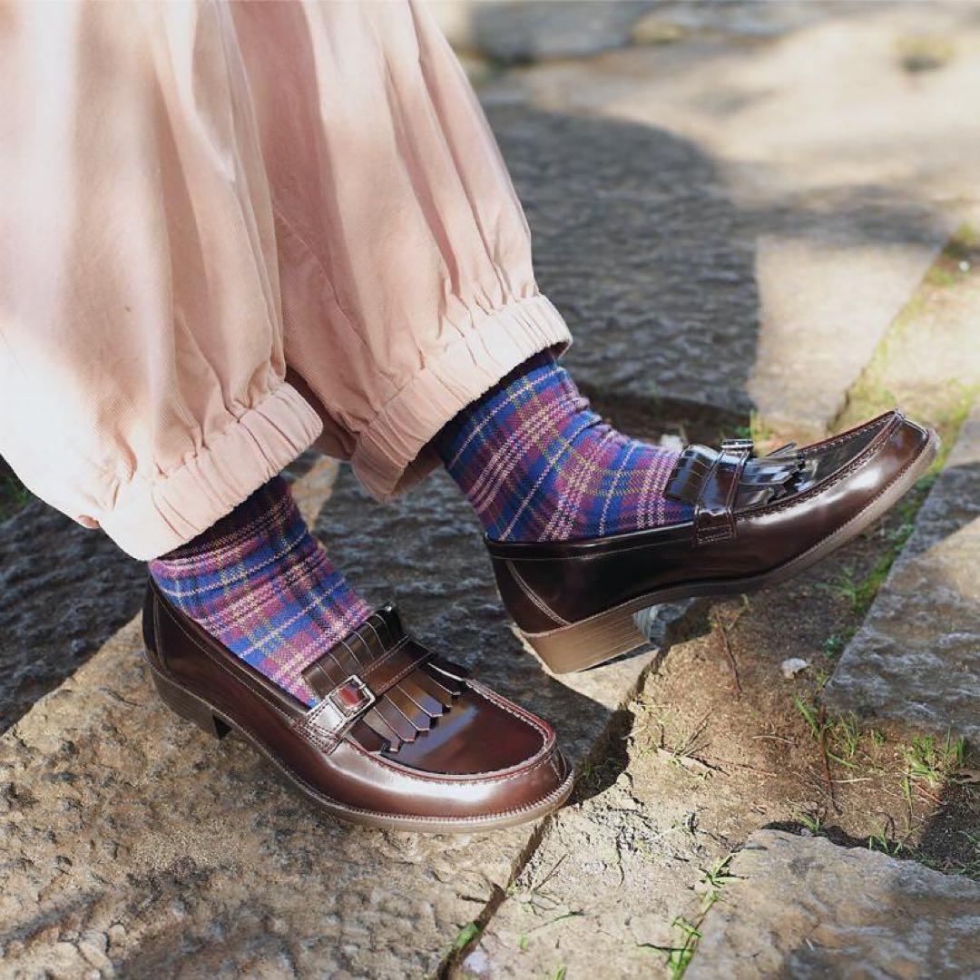 HARUTA ブラウン カジュアルキルトローファー #232 フリンジ付き