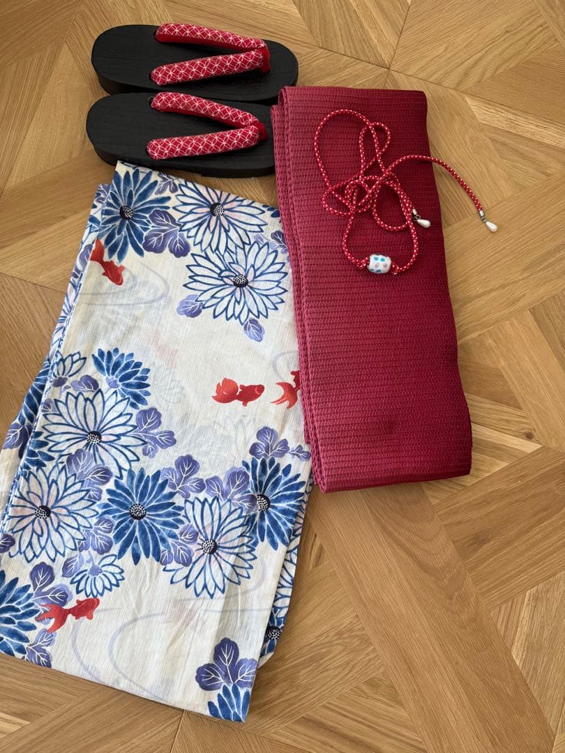 江戸金魚 高級変わり織り浴衣セット 4点セット