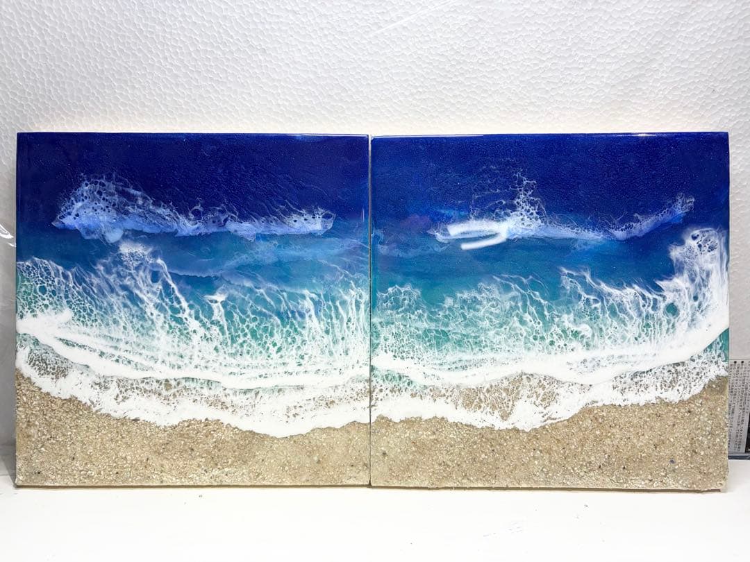 オーシャンアート　別々にも飾れる　合わせて横48㎝縦24㎝　壁掛け金具付き