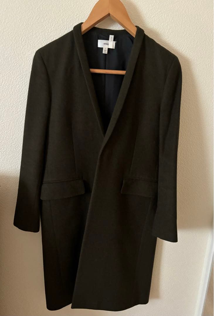 お値下げ中【HYKE】 チェスターコート　カーキ　ウール　サイズ1