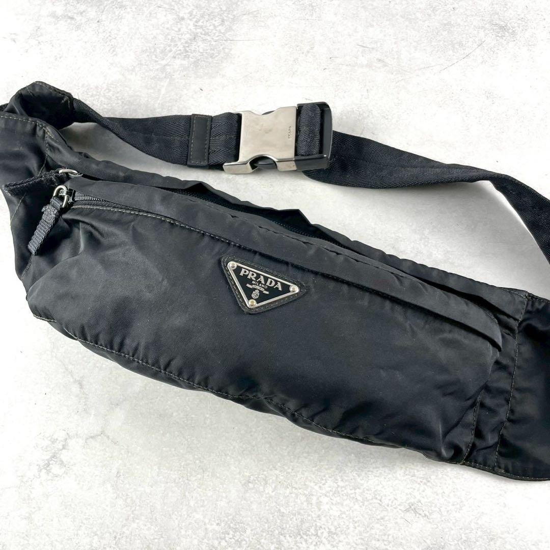プラダ ボディバッグ ウエストバッグ テスート ナイロン ロゴ ブラック