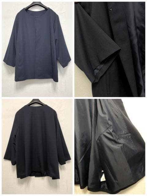 新品☆6L♪紺系♪ドビー素材セットアップパンツスーツ3点セット☆a369