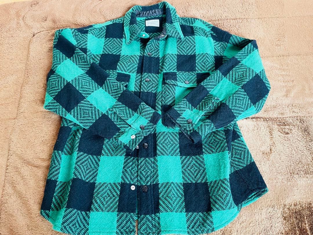 Tenderloin バッファローウールシャツ緑/黒 サイズL