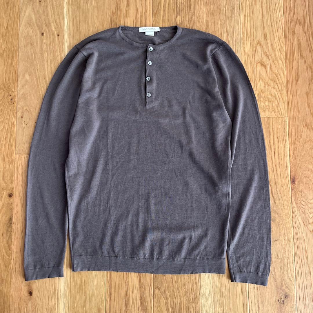 ジョンスメドレー ヘンリーネック クルーネック ニット セーター　ブラウン