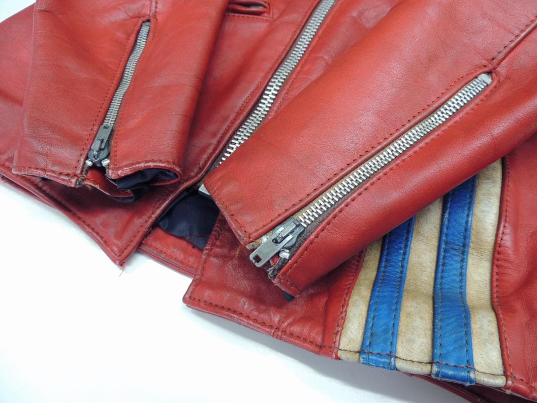 70S VINTAGE TT leathers英国製ストライプ レザーライダース