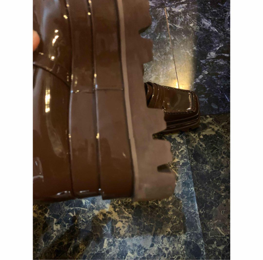 〆　Darich ダーリッチ エナメルプラットフォームローファー ブラウン 靴