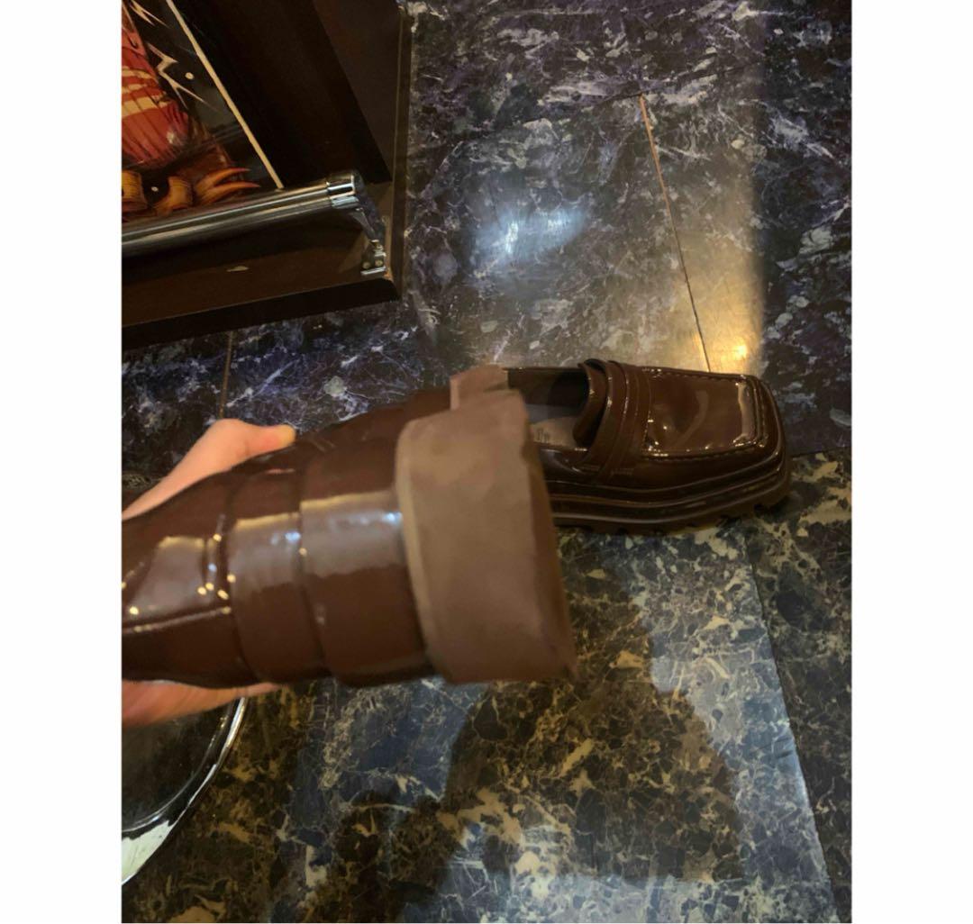 〆　Darich ダーリッチ エナメルプラットフォームローファー ブラウン 靴