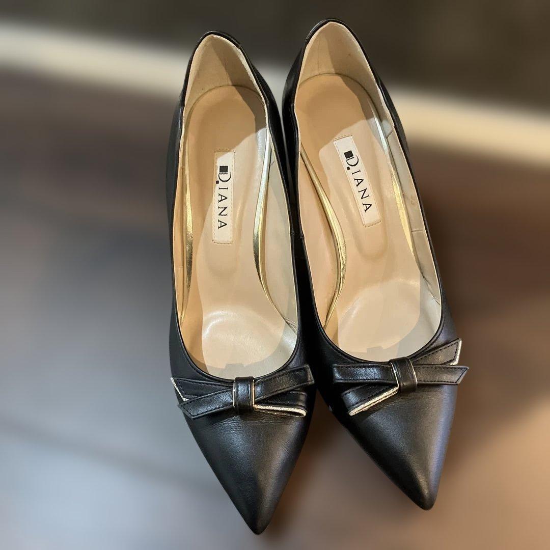 ダイアナ　DIANA ブラック 黒　フォーマルポインテッドトゥ ハイヒール