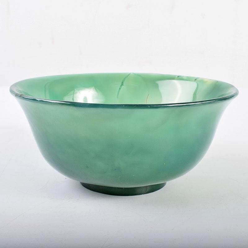 茶九　中国　緑瑪瑙彫刻　鉢　M　R4156