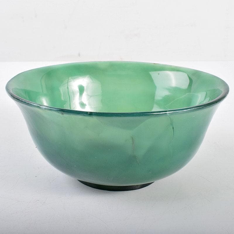 茶九　中国　緑瑪瑙彫刻　鉢　M　R4156