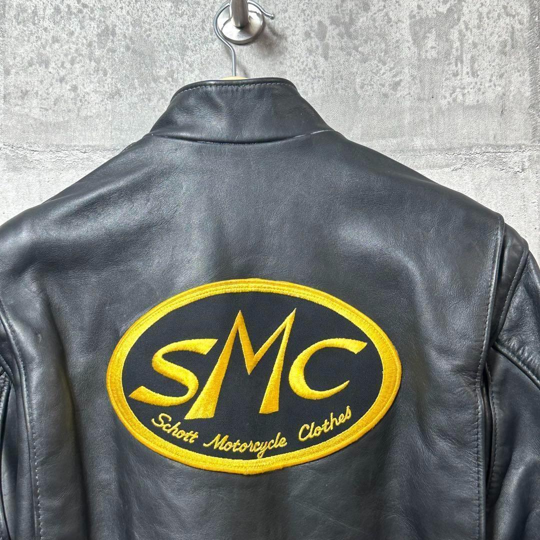 ⭐️即決価格⭐️Schott シングルライダースジャケット　アメリカ製　ワッペン