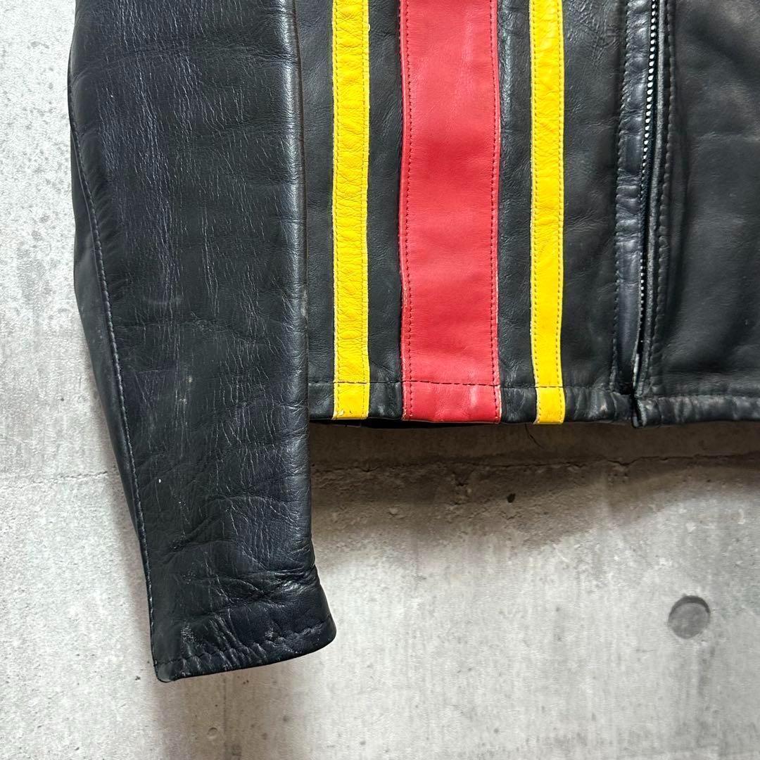 ⭐️即決価格⭐️Schott シングルライダースジャケット　アメリカ製　ワッペン