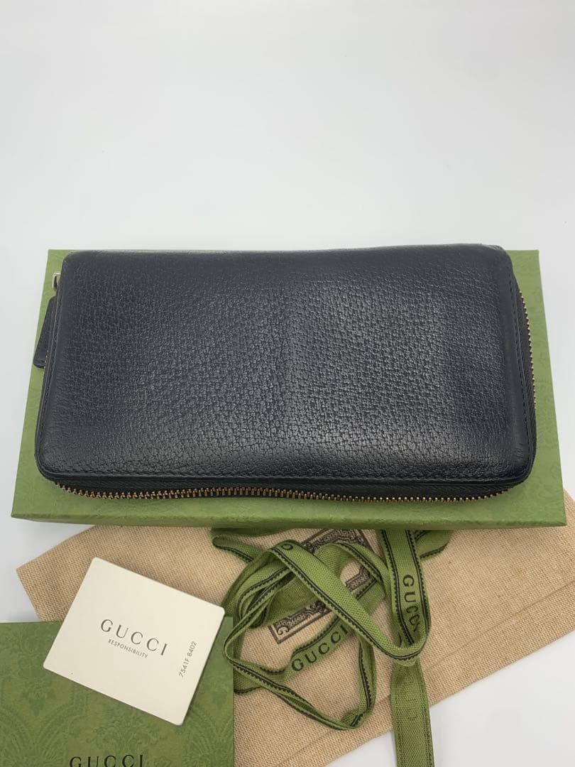 マリエGUCCI グッチ GGマーモント ジップラウンド長財布