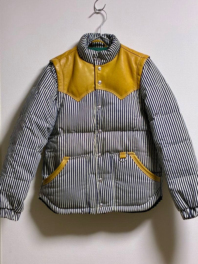 Schottショット　ヒッコリーストライプ2WAYダウンジャケット　レザー